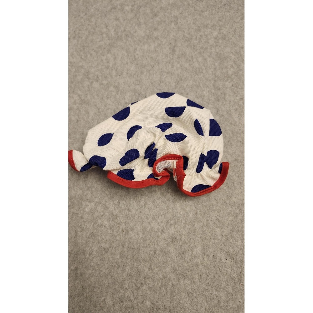 Vtg Carters Baby Bonnet Girls 9 Months White Blue Polka Dot Red Trim USA 80s